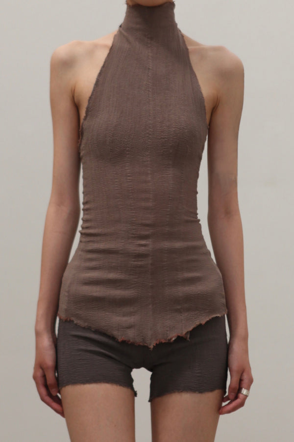 Marc Le Bihan Bodycon Stretch Corset Vest 26959 Collection Handmade in France MLB-26959-mink